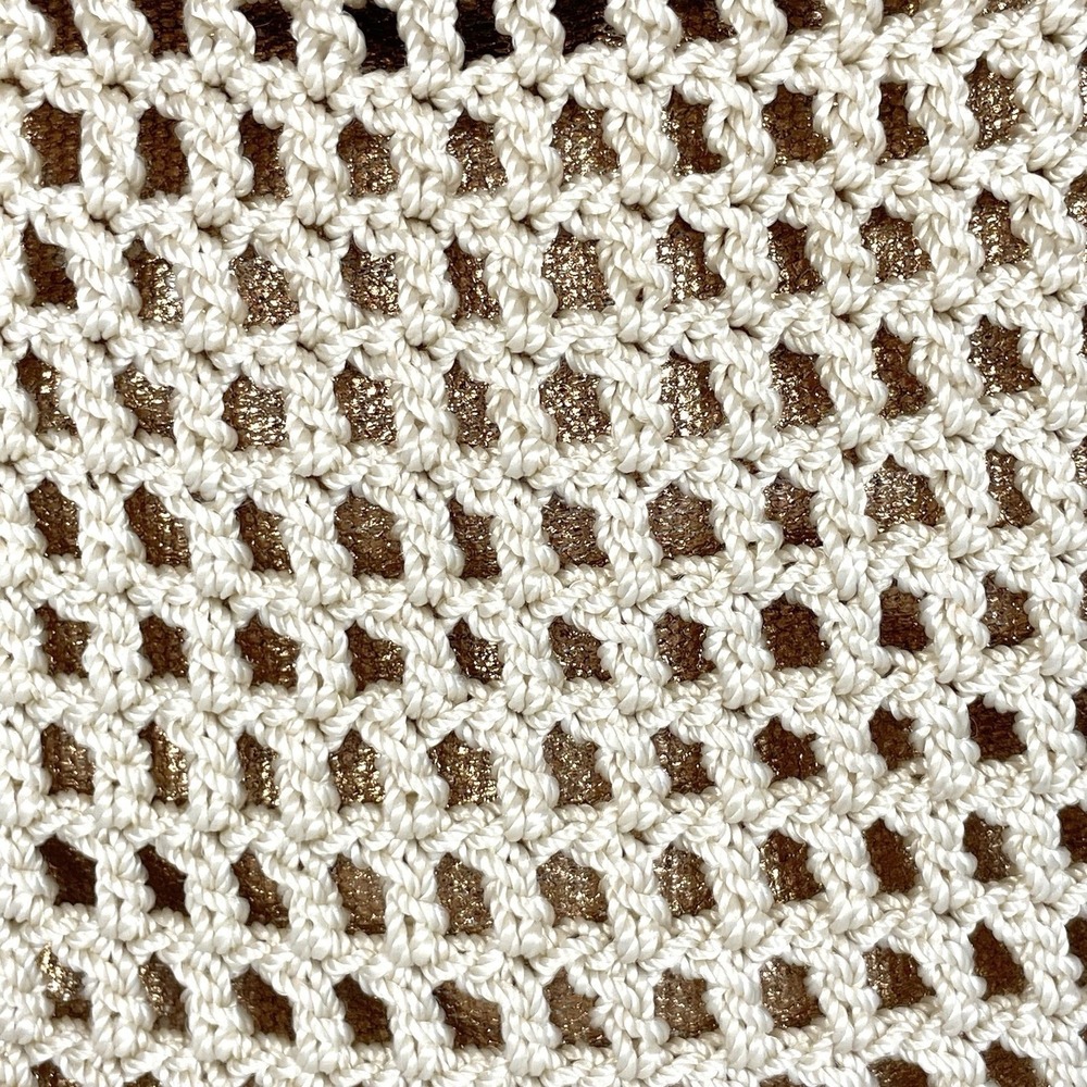 The Sak Cambria Crochet Tote Bag Gold Lined Boho Woven Shoulder Purse - Picture 9 of 13